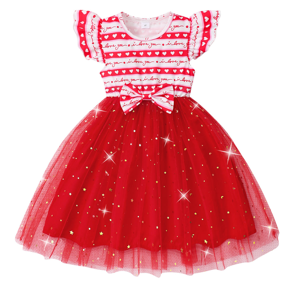 Girls' (toddler) dress, summer flutter sleeve fish scale mesh