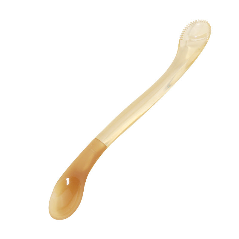 English Card Baby Silicone Spoon Baby Fruit Scraper Mud Spoon Infant and Toddler Supplementary Food Feeding Tableware Double Head Puree Spoon