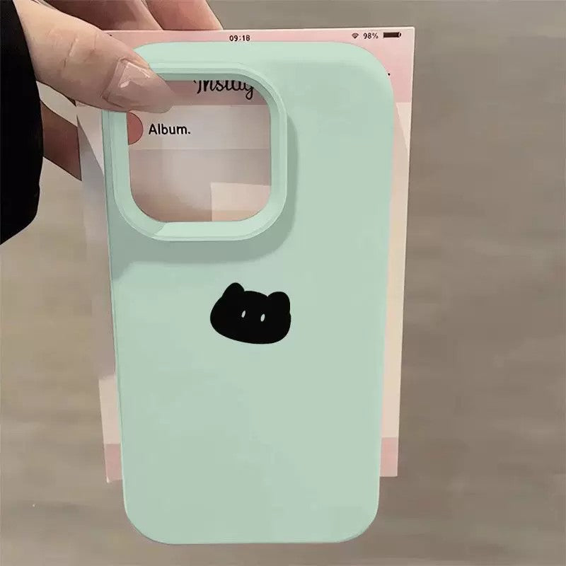 Cute minimalist little black cat head suitable for iphone 17 mobile phone case fresh and gentle style apple 18 protective cover 13