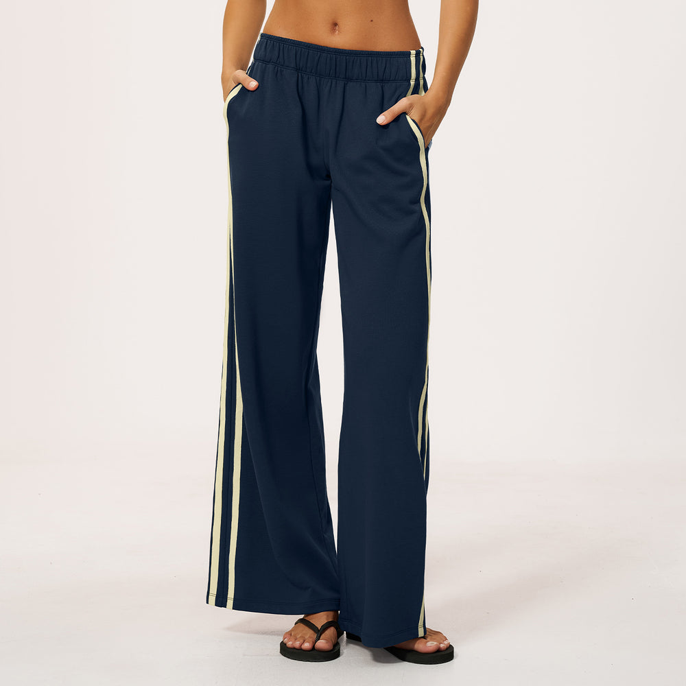 color block women's sweatpants: thickened, warm, moisture-wicking, loose fit, slimming, drapey, versatile, casual wide-leg pants 3005