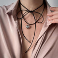 Wholesale heart cross pendant necklace - trendy adjustable choker with star accents for women (us/eu cross-border)