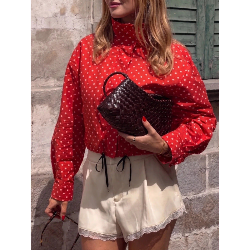fashion:  autumn new arrivals - chic polka dot print, relaxed fit, zip-up jacket for women (us/eu)