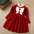 Girls' knitted sweater dress - autumn/winter  new collection - fashionable long dress with bow detail for baby girls