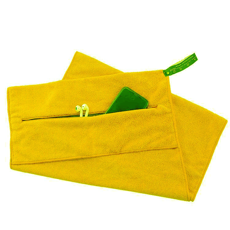 Factory direct sales sports gym towel with hood, invisible zipper and cloth pocket