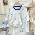 Kids' lyocell loungewear set - summer unisex 10a antibacterial three-quarter sleeve pajamas for children and teens - perfect for air conditioning