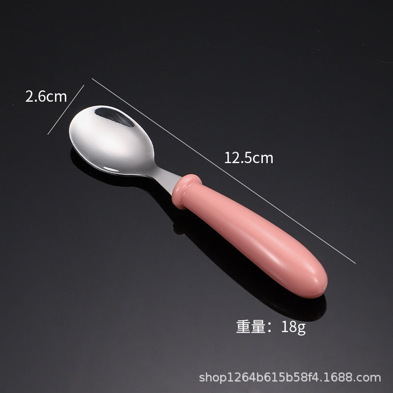 Cross-border 304 stainless steel children's tableware spoon fork box three-piece set baby feeding tableware mother and baby gifts