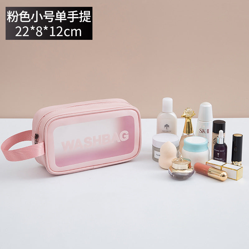 Travel makeup bag translucent toiletry bag frosted bath bag swimming cosmetic storage bag pure color carry-on bag