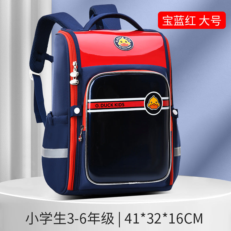 Authentic little yellow duck backpack - elementary school backpack for boys and girls - all-in-one large capacity backpack with storage, designed to reduce burden