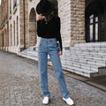 85# pre-sale - 30701#  cross-border fashion women's straight-leg high-waisted slimming denim jeans