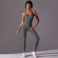 New arrivalfashion tight pure colorall-in-one jumpsuit aerial back yoga wear seamless breathable long jumpsuit