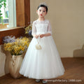 Hot-selling lace girls' dresses: new 3/4 sleeve princess dresses for girls, perfect for performances (sizes for mid-to-large children)