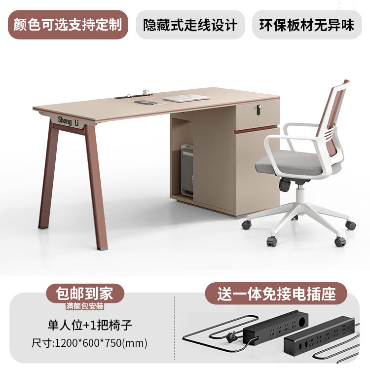 Office desk and chair set - 4/6 seater minimalist modern office table with partition workstation computer desk booth