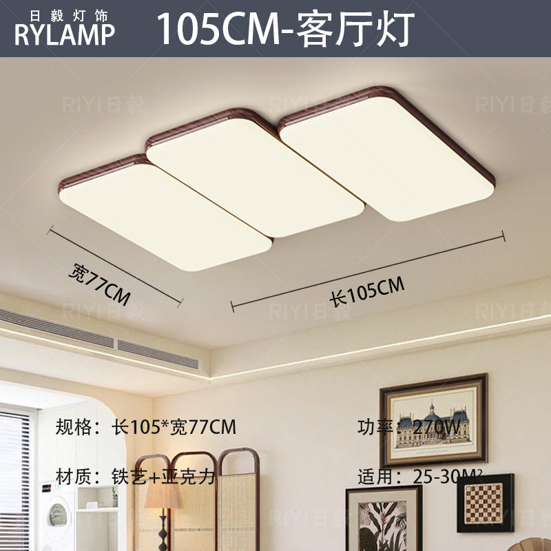 Wabi-sabi retro piano living room ceiling light walnut pattern medieval designer Japanese rectangular living room main light