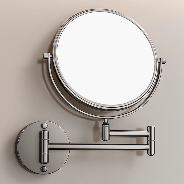 Gun ash bathroom retractable wall-mounted makeup mirror toilet non-punching beauty mirror folding hotel enlarged makeup mirror