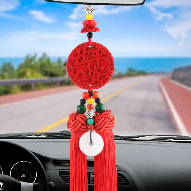 Car pendant pendant car rearview mirror hanging ornament chinese knot car lanyard safe entry and exit handmade safe car hanging