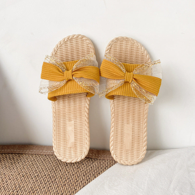 Women's summer slippers - fashionable bowknot design, influencer-approved fairy style, beach sandals, 2021 new summer collection, trendy slides for women, summer ins style