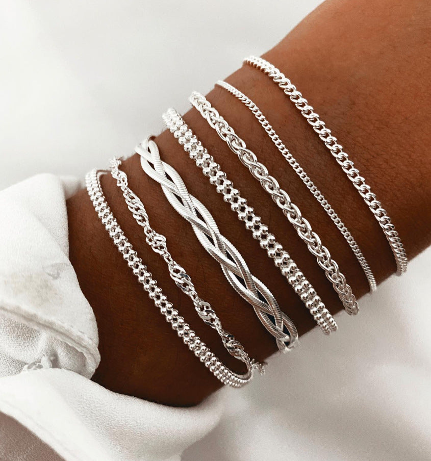 hot-selling retro cross cold style bracelet suitstylishcasualcut out multi-layered stacked jewelry accessories