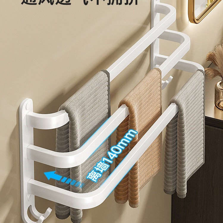 White towel rack, no punching toilet, wall-mounted bathroom, towel hanger, rack, toilet storage hanger.