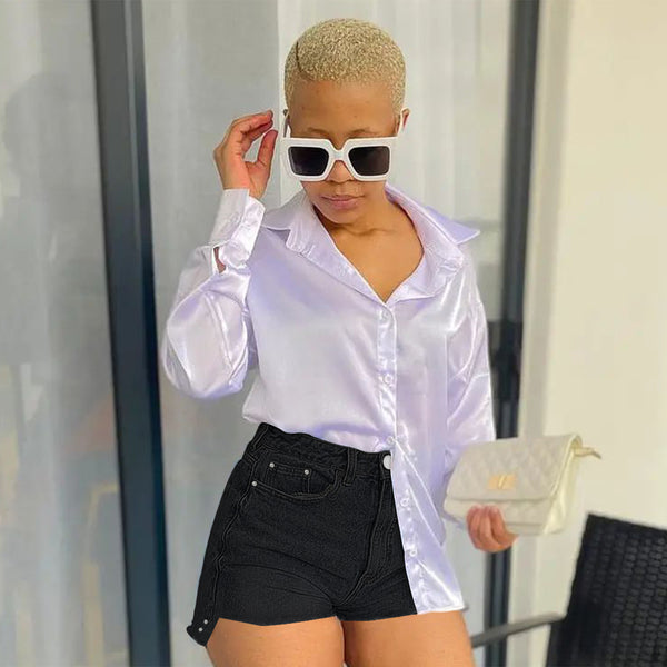 New wish amazon   European and American non-elastic fashion solid color fashion women's denim shorts