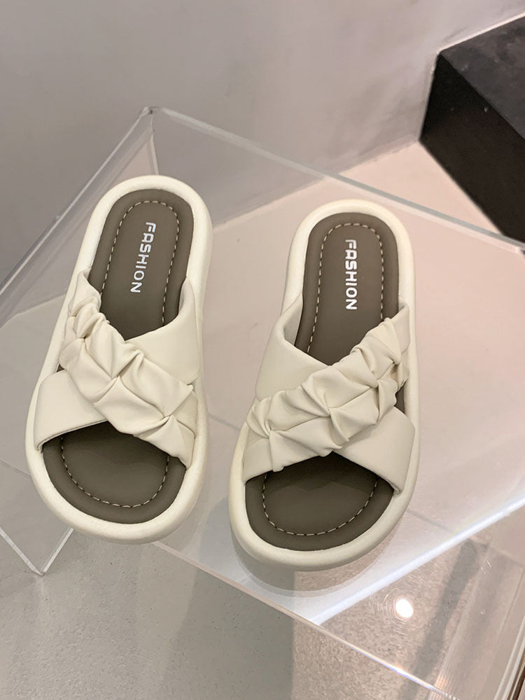 Trendy platform slides for women - summer 2026 new arrivals: versatile, non-slip, korean style beach sandals for summer