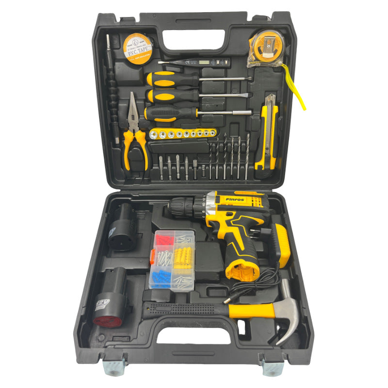 Foreign trade  DW 12V multi-functional screw impact two-speed lithium battery electric drill set accessories toolbox