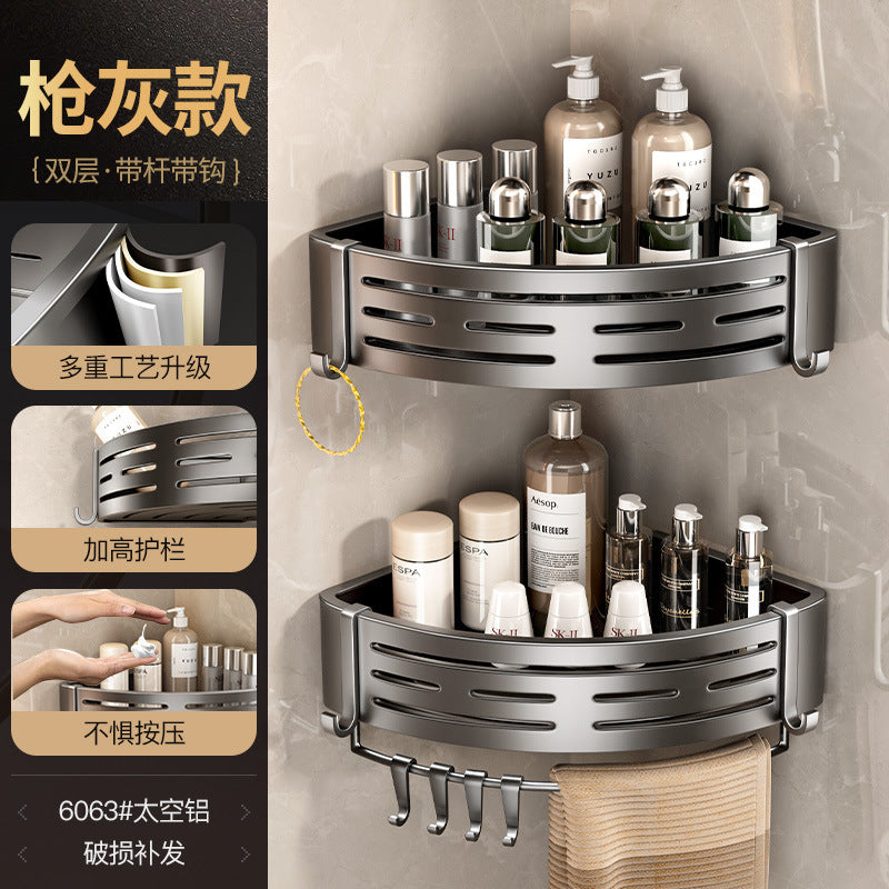Bathroom storage rack bathroom wall storage rack punch-free wall-mounted toilet tripod washroom wash basin