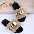 Export fashion outwear fur slippers women's plus sizeflats indoor heattech flip-flops women's stuffedflats sandals