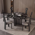 Black rose natural marble round dining table - italian minimalist style, modern designer luxury stone dining table