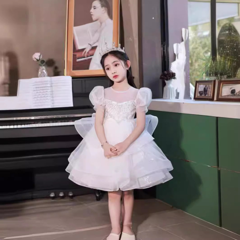 New arrival kidsshort dress new arrival style children's clothing baby girl first birthday mesh tutu skirt girl princess dress evening dress