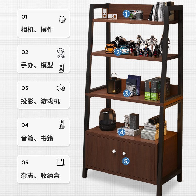 Shelf Floor-to-ceiling storage shelf Multi-layer bookshelf E-sports room Computer table Locker Wrought iron trapezoidal display shelf