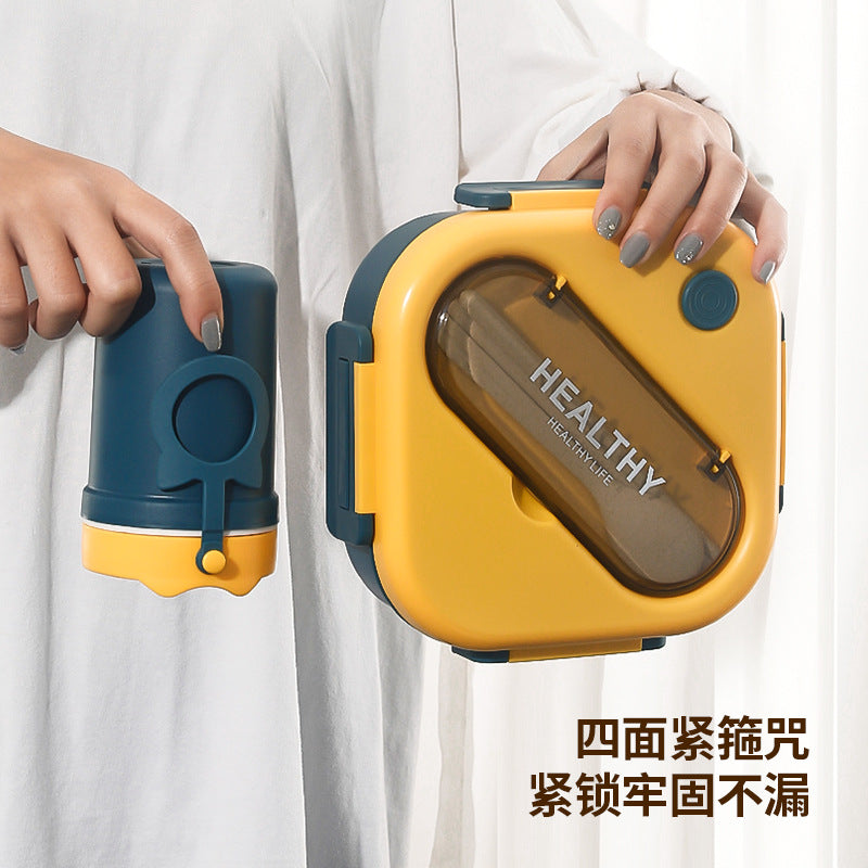 plastic japanese-style lunch box for office workers, microwaveable, divided compartments, deepened bento box, lunch box set, gift