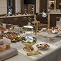 Gold round stainless steel buffet warmer - alcohol-fired buffet stove - ideal for hotels and restaurants