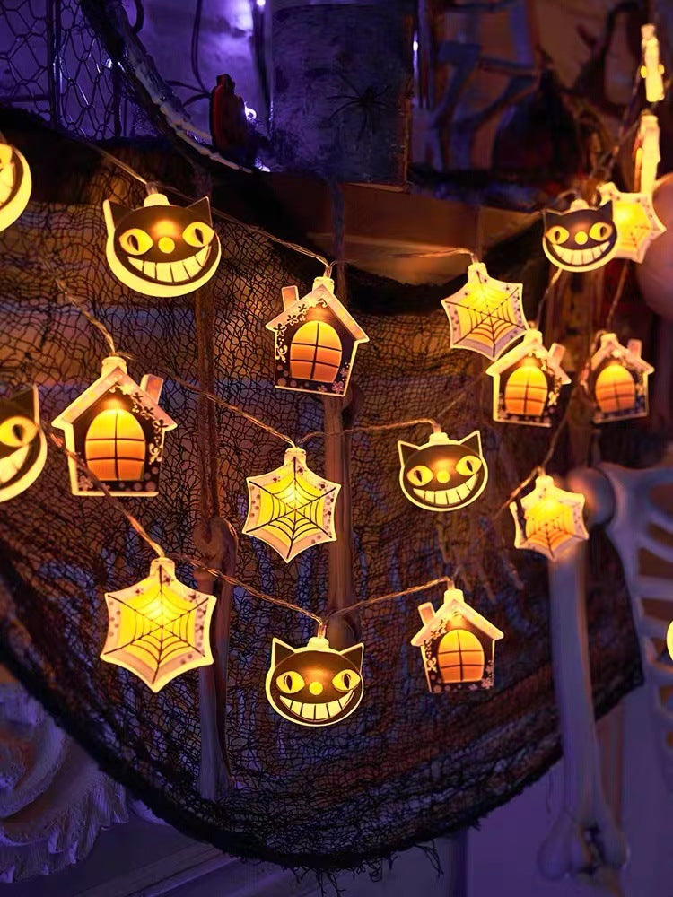 New Halloween light string skull ghost horror decorative lights ghost festival atmosphere small lights battery box pumpkin lights