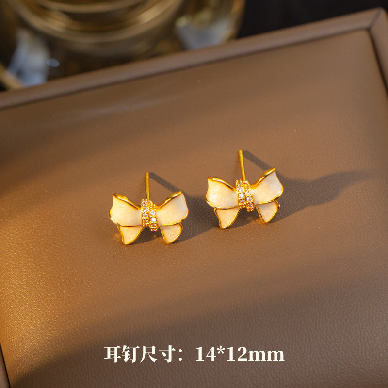 [titanium steel] necklace female internet celebrity bow pendant earrings ring classyfashionnew arrivalsuit earrings jewelry
