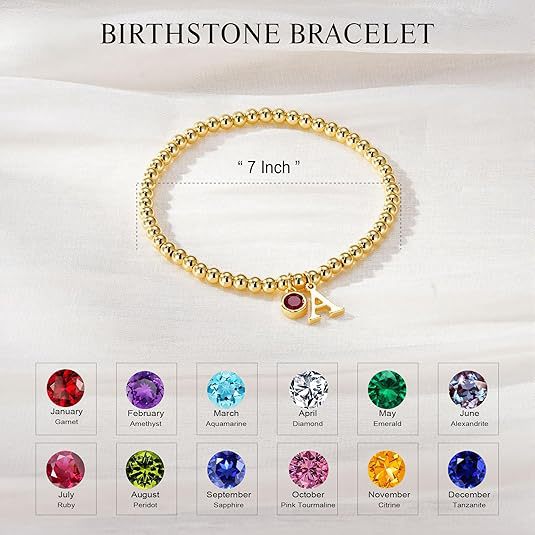 2026 amazon cross-border 12 birthstone pendant bracelet stainless steel beaded bracelet fashion commuting trendy new arrival