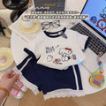 Girls' summer outfit set, new  korean style cartoon kt print short sleeve and shorts, class a pure cotton sweet set