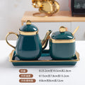 Luxury ceramic seasoning set - home kitchen utensils, spice jars, oil dispenser set with tray, wholesale seasoning containers