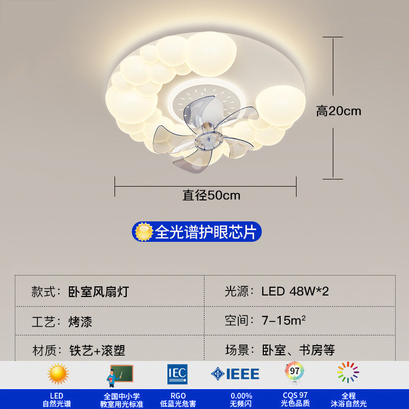 [Strict Selection] 2025 New Fan Light Bedroom Room Ceiling Light Simple Modern Cream Wind Fan Light