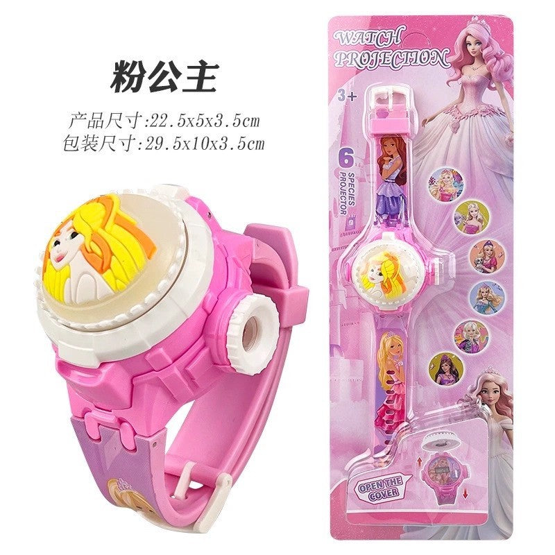 Tiktok live stream rotating colorful lights music hello kitty unicorn cartoon children's toy watch flip cover toy watch gift