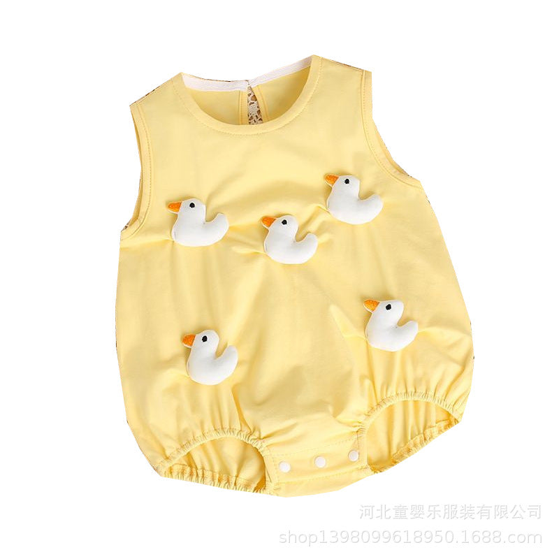 Newborn summer flutter sleeve romper, baby short-sleeve bodysuit, lightweight summer onesie for baby boys and girls, crawling suit