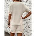 Shipped: cross-border independent store  european and american women's short set, round neck pullover top