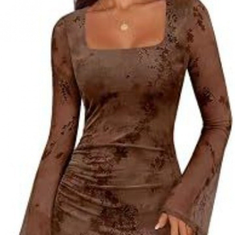dopamine  autumn new arrival: high-end, elegant, and effortless long-sleeve mesh maxi dress