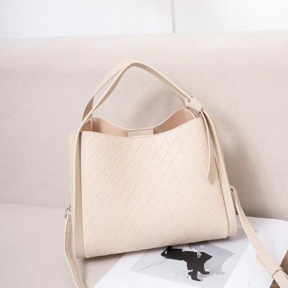 2024 spring/summer new women's bag: premium cowhide leather casual fashion shoulder & crossbody bag - genuine leather embossed basket bag