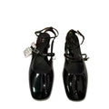 Za2024 new spring low-heeled mary jane flats square toe buckle shallow back strap one-strap thick heel sandals