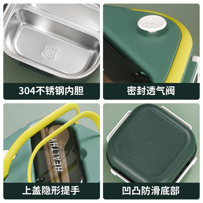 Student lunch box 304 stainless steel office worker large capacity separated lunch box canteen meal handy gadget can be heated in microwave