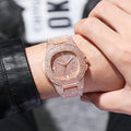 European and american hip-hop style fashion diamond watch for men and women, square large gold watch, trendy steel band quartz watch