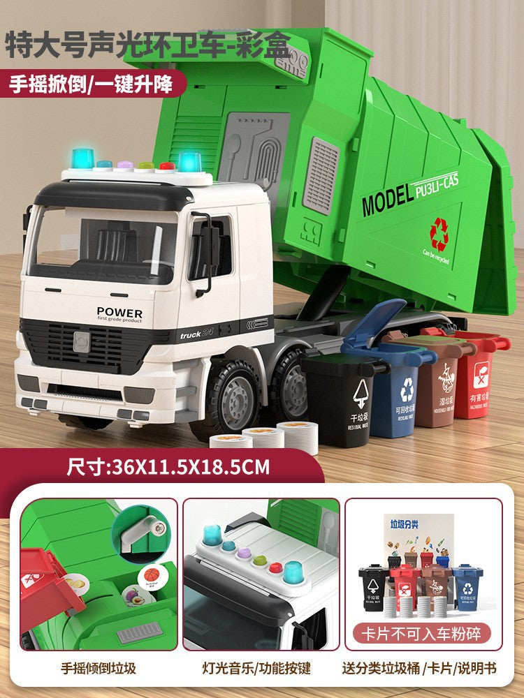 Kids oversized garbage truck sweeping sanitation alloy engineering urban garbage sorting bucket artificial car model toy