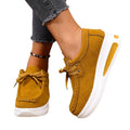 foreign trade plus size independent station spring & fallnew arrivalfashionthick sole loafers front tie back wedge heel casualflats women