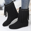 Plus size tassel boots exportautumnew arrivalfashion style suede v-mouth round toe hidden heel women's boots cross-border