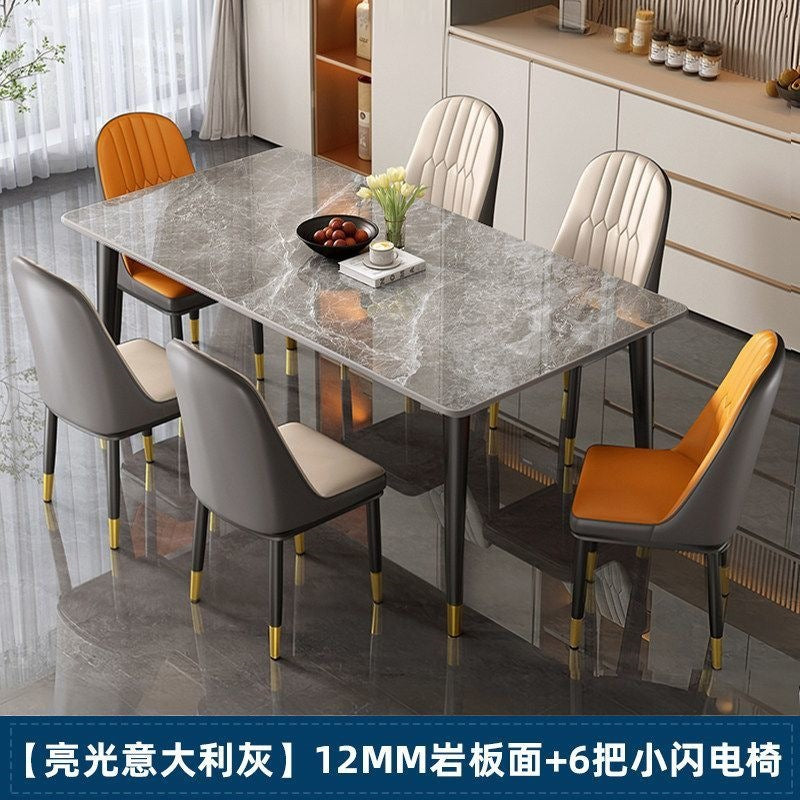 Rock slab dining table and chair combination rectangular for home small apartment medieval style modern casual rental house dining table